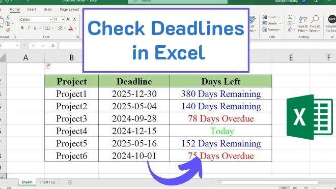 Check Deadlines in Excel