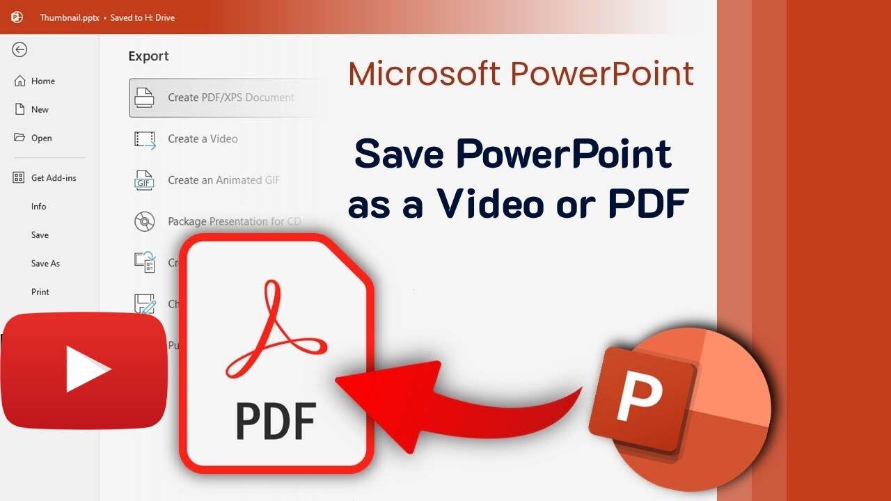 Save PowerPoint as a Video or PDF
