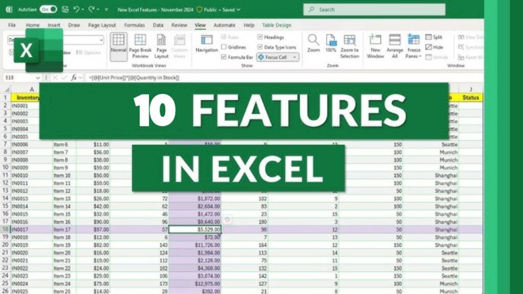 Microsoft Excel Features